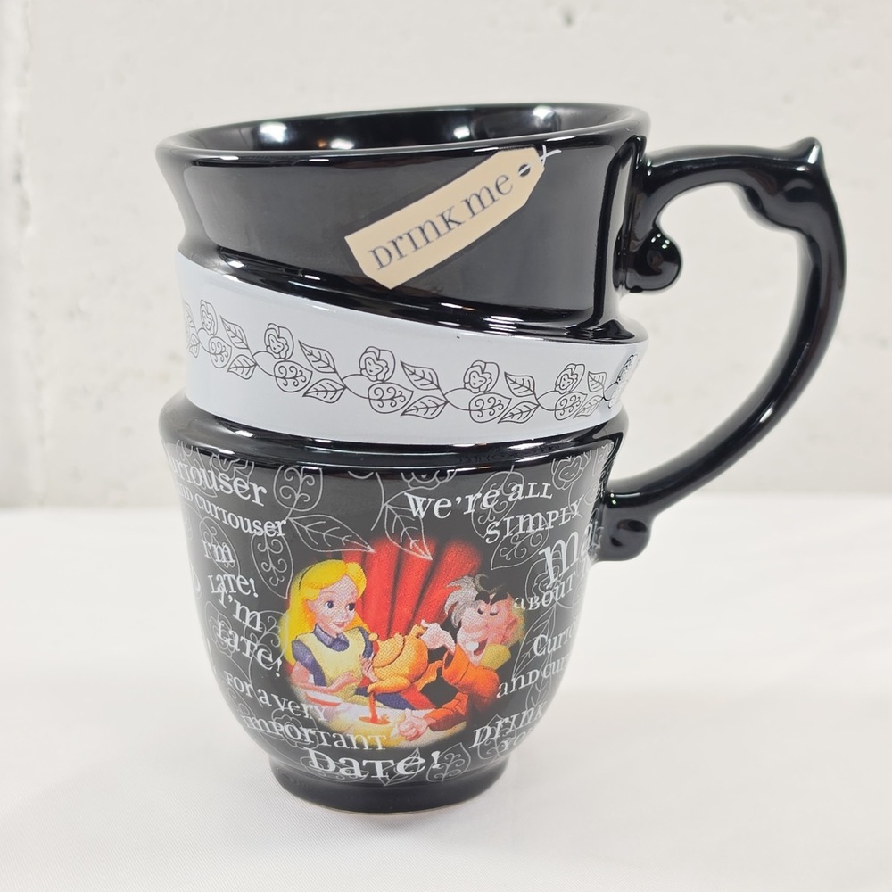 Disney Alice In Wonderland Black And White Stacked Mug